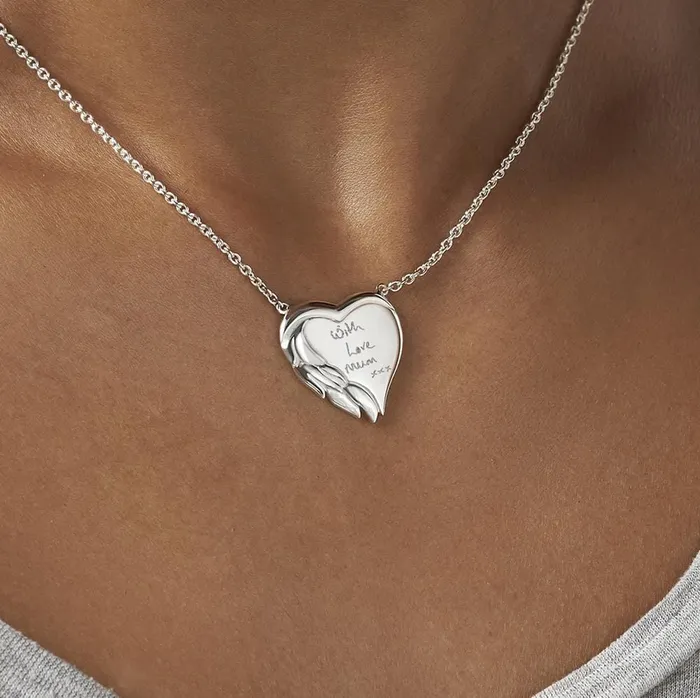 EverWith Necklaces EverWith Engraved Winged Heart Handwriting Memorial Necklace