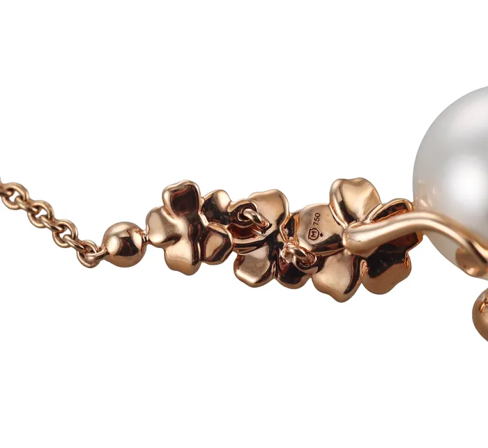 Mikimoto Necklaces Mikimoto Cherry Blossom Rose Gold South Sea Pearl Diamond Necklace