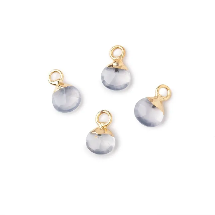 Necklaces 6mm Gold Leafed Natural Chalcedony Faceted Heart Set of 4 Pendants Beadsofcambaycom