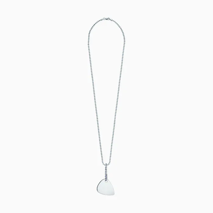 Necklaces Sandy Steven Engravers Engravable Mens Sterling Silver Guitar Pick Necklace with Bead Chain and Extension