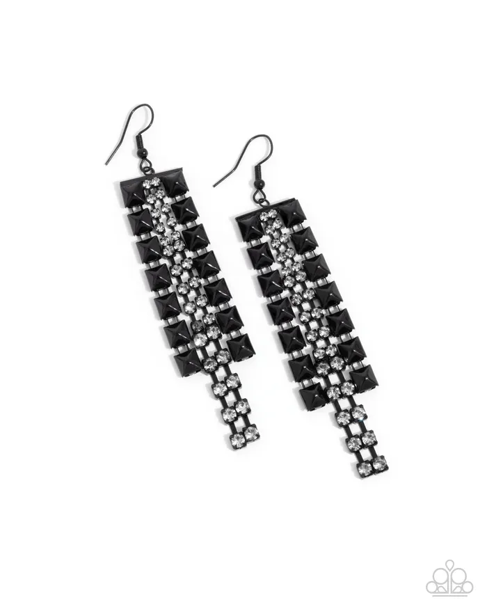 Paparazzi Accessories Earrings Forceful Fringe Black Earrings Jewelry by Bretta