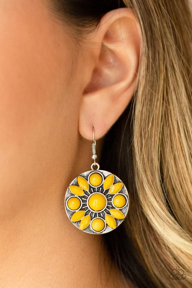 Paparazzi Accessories Earrings Petal Paradise Yellow Earrings Jewelry by Bretta