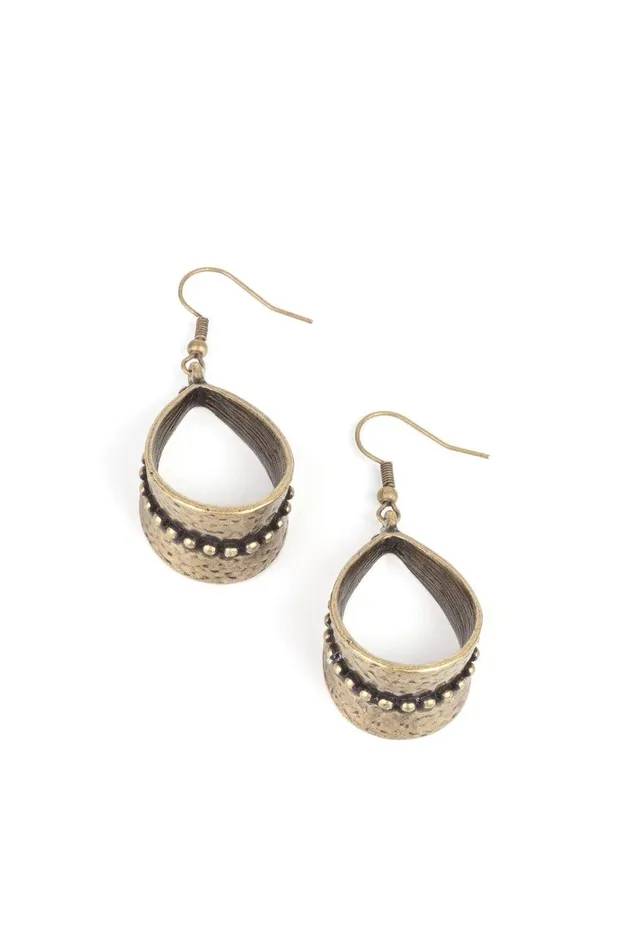 Paparazzi Accessories Earrings STIRRUP Some Trouble Brass Earrings Jewelry by Bretta
