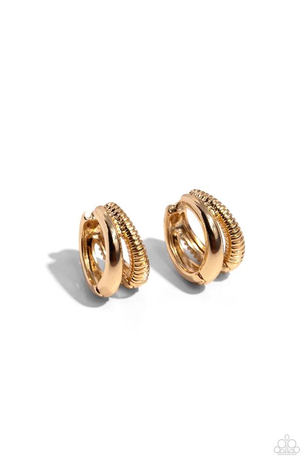 Paparazzi Accessories Earrings Textured Tremolo Gold Earrings Jewelry by Bretta