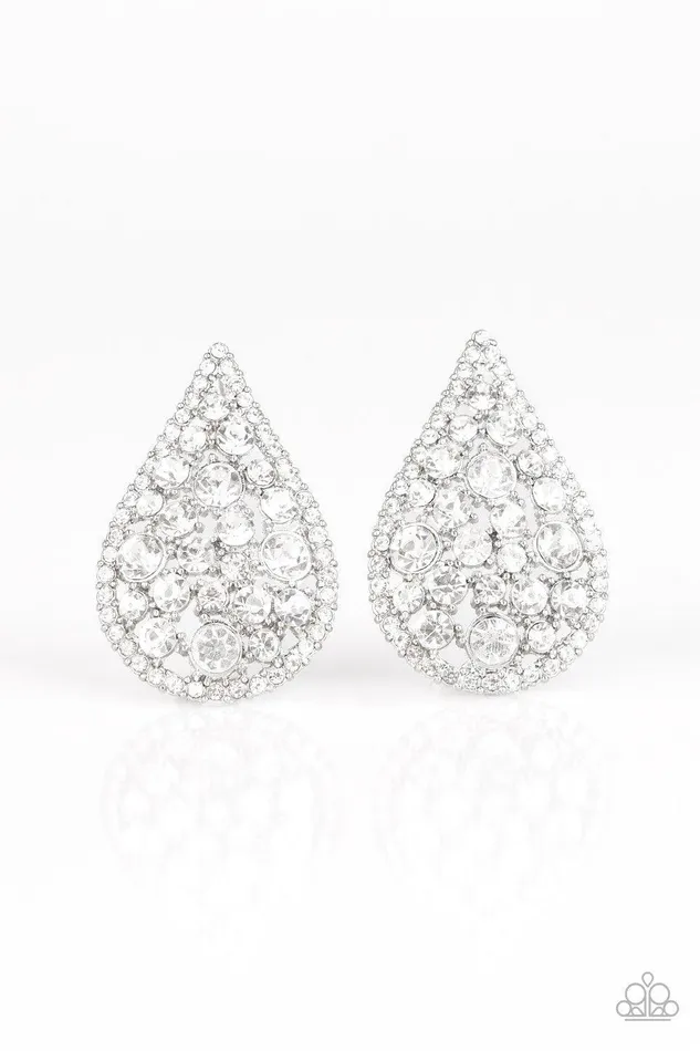 REIGNStorm White Earrings Jewelry by Bretta Paparazzi Accessories Earrings