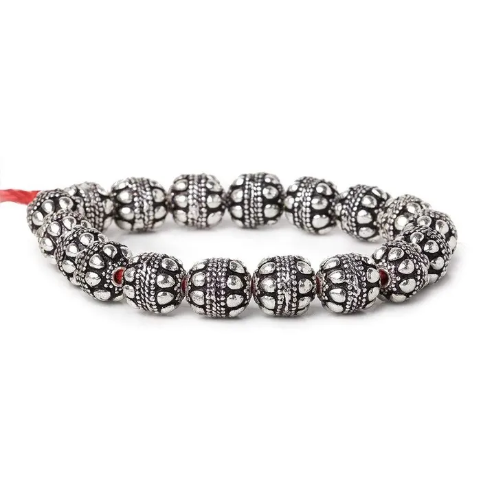 Rings Beadsofcambaycom 10mm Antiqued Sterling Silver Plated Copper Bead Roval Dots Rope Center 8 inch 18 pcs