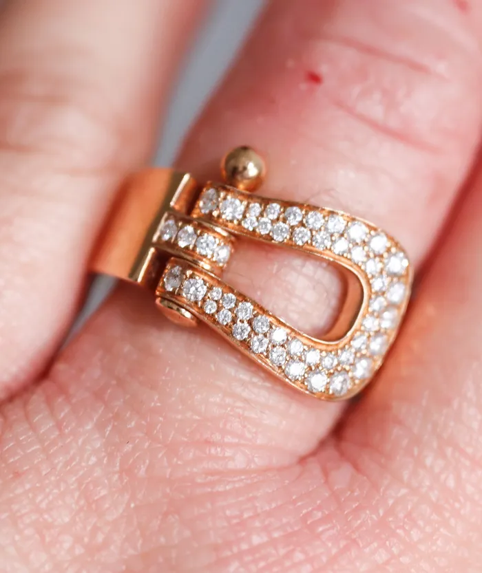 Rings Fred Paris Fred Paris Force 10 18k Rose Gold Diamond Large Model Ring
