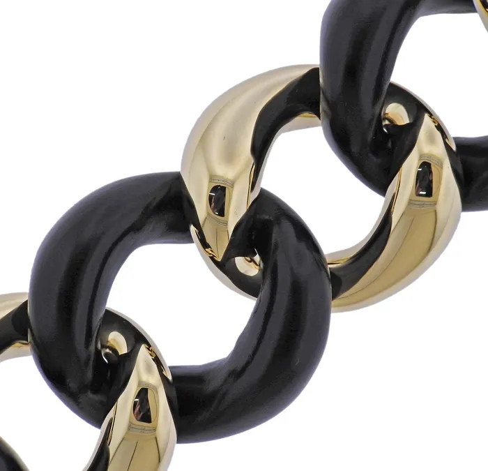 Seaman Schepps Seaman Schepps Gold Ebony Wood Link Bracelet Bracelets