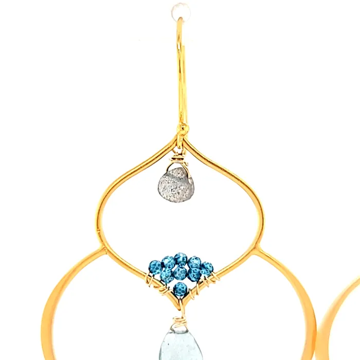 AVF Earrings AVF Gold Moroccan Inspired Labradorite Moss Aqua Blue Quartz Large Dangle Earrings SI3759 AVF Earrings AVF Gold Moroccan Inspired Labradorite Moss Aqua Blue Quartz Large Dangle Earrings SI3759