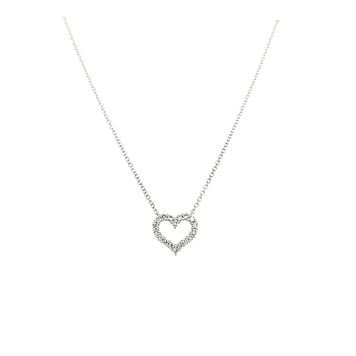 Bassali Necklaces 14k White Gold Diamond Heart Necklace I7424
