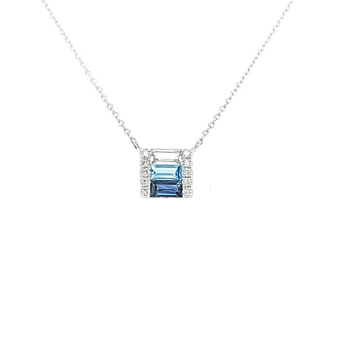 Bassali Necklaces 14k White Gold Gradient Blue Necklace I6549