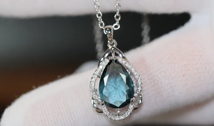Blue Diamond Necklace Teal Blue Diamond Necklace Lab Diamonds London Necklaces
