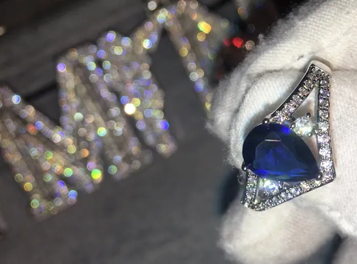 Blue Gemstone Ring Topaz Blue Diamond Ring Teardrop Ring Pear Shape Ring Blue Diamond Ring Blue Engagement Ring Wedding Ring Minx London Rings
