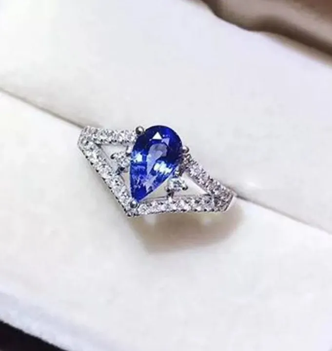 Blue Gemstone Ring Topaz Blue Diamond Ring Teardrop Ring Pear Shape Ring Blue Diamond Ring Blue Engagement Ring Wedding Ring Minx London Rings