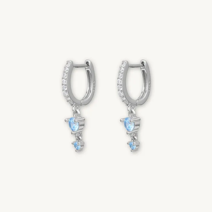 Camile Stone Earrings Blue Sapphire Double Dangling Huggie Earrings Camile Stone Earrings Blue Sapphire Double Dangling Huggie Earrings