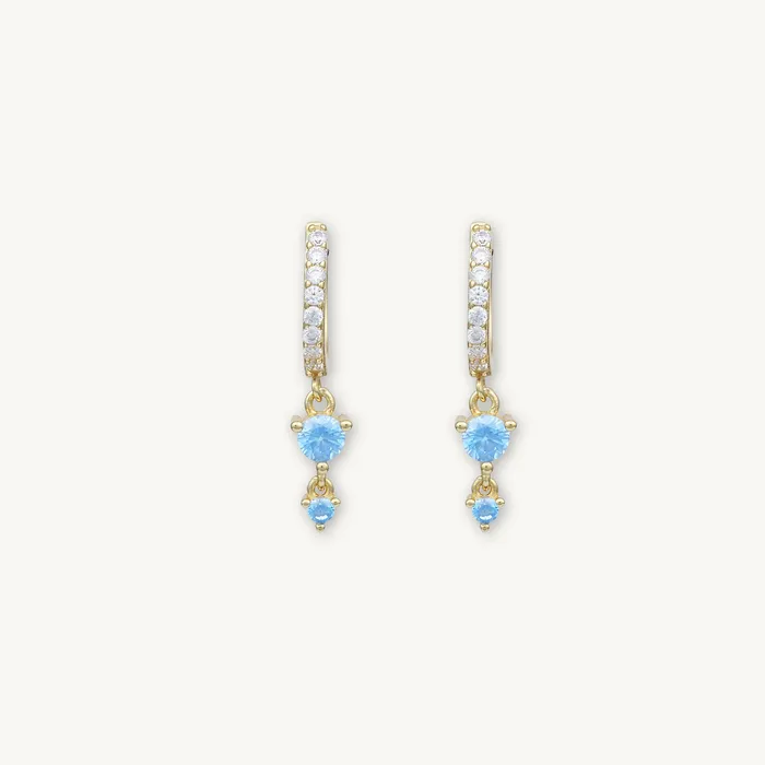 Camile Stone Earrings Blue Sapphire Double Dangling Huggie Earrings Camile Stone Earrings Blue Sapphire Double Dangling Huggie Earrings