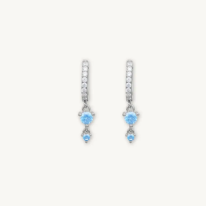 Camile Stone Earrings Blue Sapphire Double Dangling Huggie Earrings Camile Stone Earrings Blue Sapphire Double Dangling Huggie Earrings