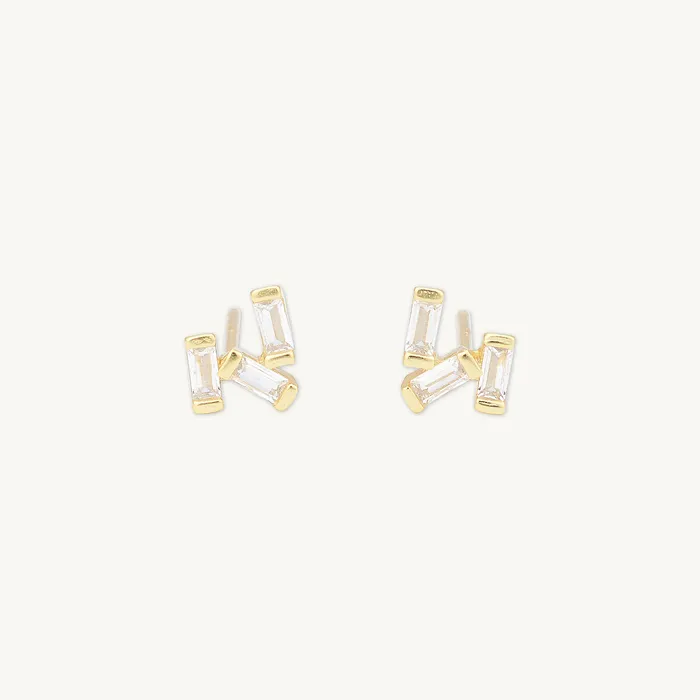 Camile Stone Earrings Sapphire Trio Baguette Earrings