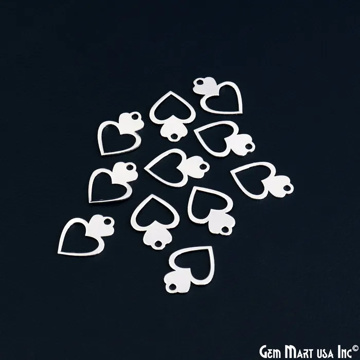 Charm Necklaces GemMartUSA Heart Charm Laser Finding Silver Plated Charm For Bracelets Pendants