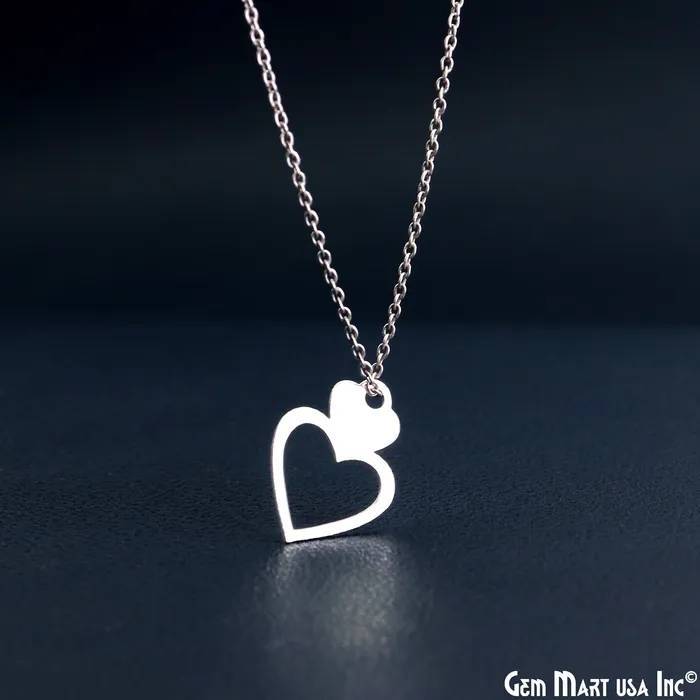 Charm Necklaces GemMartUSA Heart Charm Laser Finding Silver Plated Charm For Bracelets Pendants