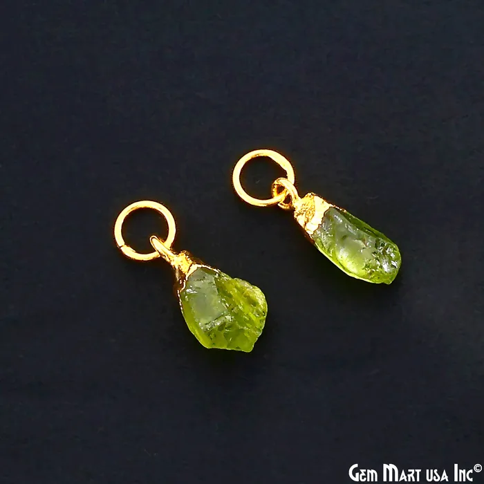 Charm Necklaces Rough Gemstone Gold Electroplated Single Bail Charm Connector GemMartUSA