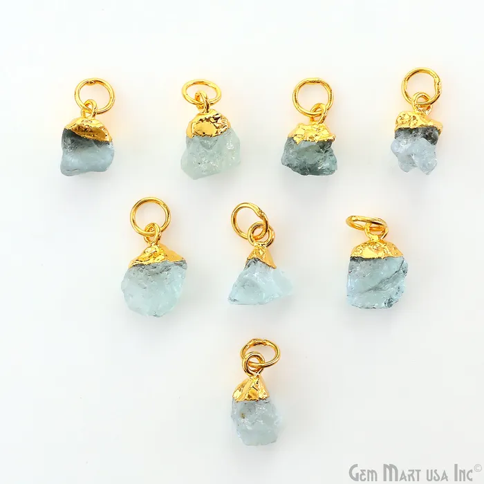 Charm Necklaces Rough Gemstone Gold Electroplated Single Bail Charm Connector GemMartUSA