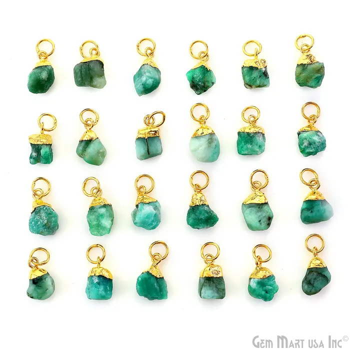 Charm Necklaces Rough Gemstone Gold Electroplated Single Bail Charm Connector GemMartUSA
