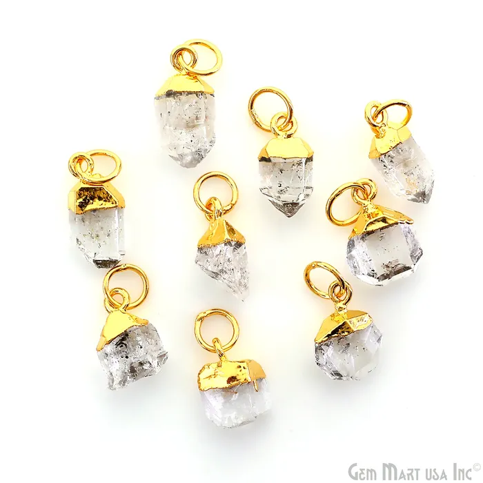 Charm Necklaces Rough Gemstone Gold Electroplated Single Bail Charm Connector GemMartUSA