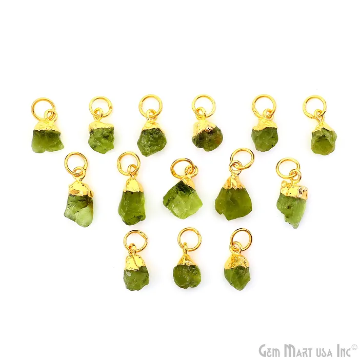 Charm Necklaces Rough Gemstone Gold Electroplated Single Bail Charm Connector GemMartUSA