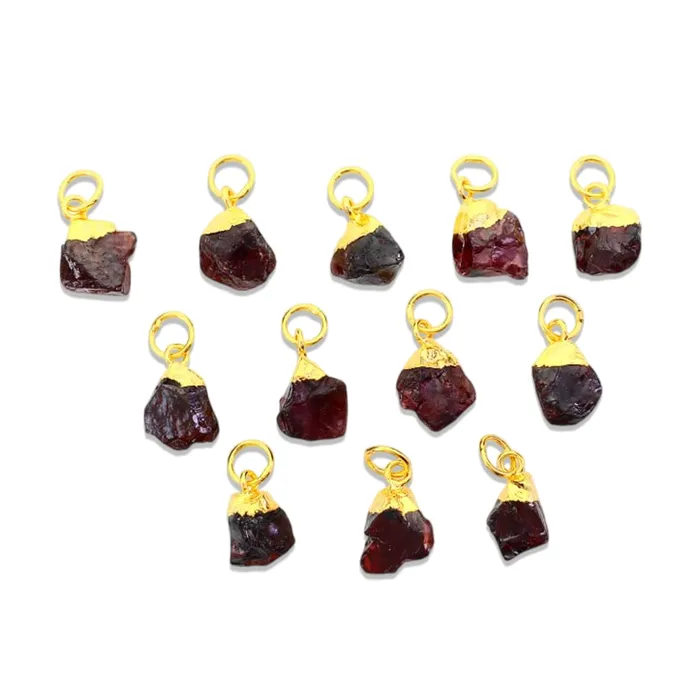 Charm Necklaces Rough Gemstone Gold Electroplated Single Bail Charm Connector GemMartUSA