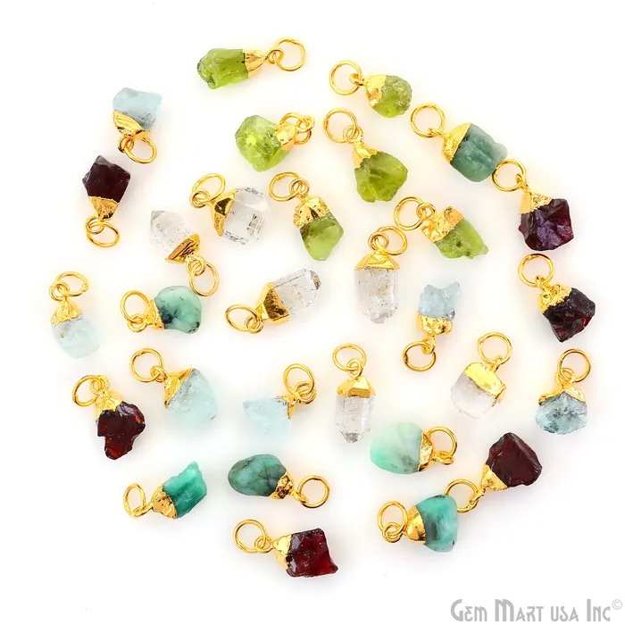 Charm Necklaces Rough Gemstone Gold Electroplated Single Bail Charm Connector GemMartUSA