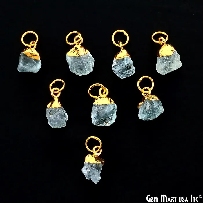 Charm Necklaces Rough Gemstone Gold Electroplated Single Bail Charm Connector GemMartUSA