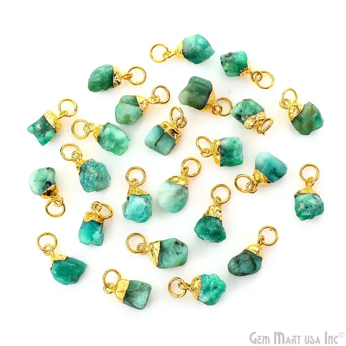 Charm Necklaces Rough Gemstone Gold Electroplated Single Bail Charm Connector GemMartUSA