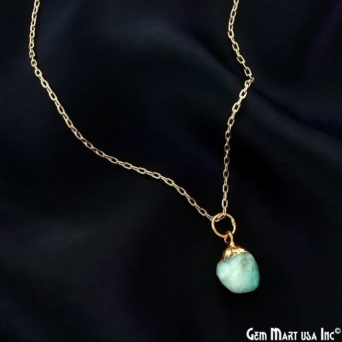 Charm Necklaces Rough Gemstone Gold Electroplated Single Bail Charm Connector GemMartUSA
