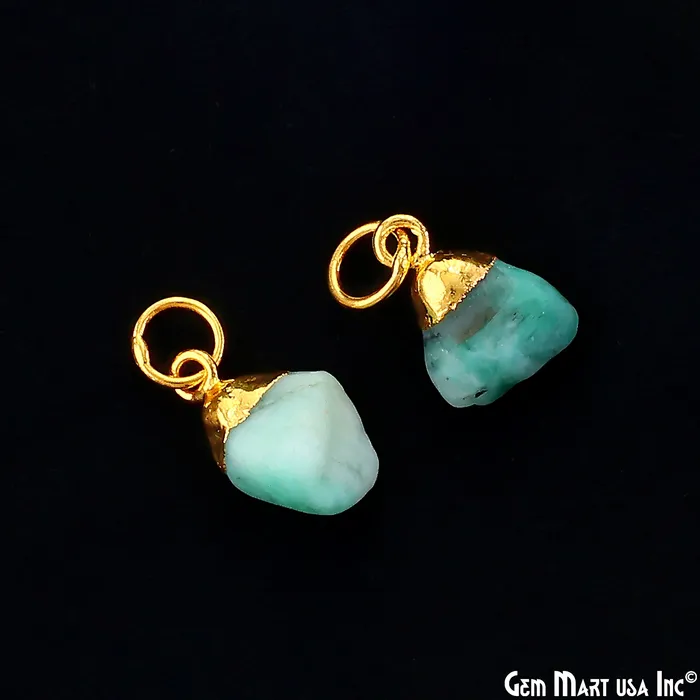 Charm Necklaces Rough Gemstone Gold Electroplated Single Bail Charm Connector GemMartUSA