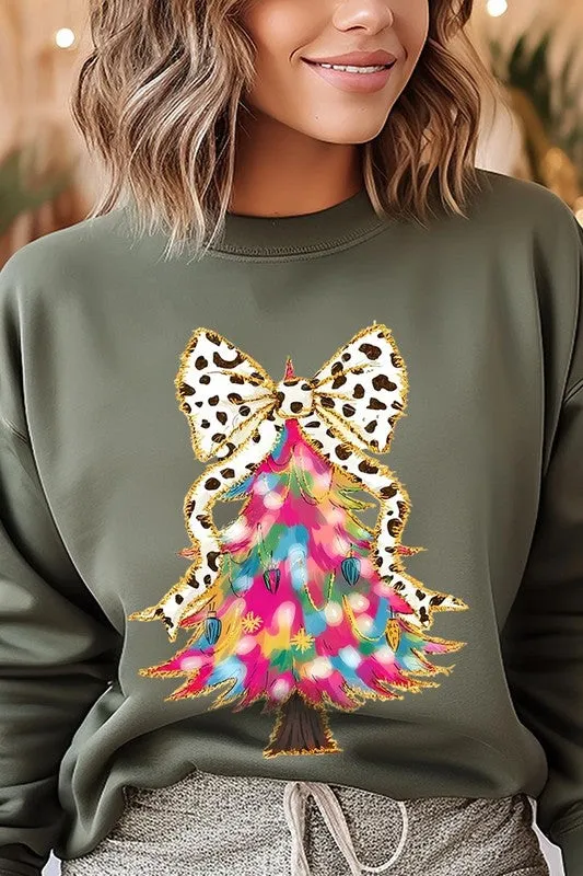 Color Bear Necklaces Faux Glitter Colorful Christmas Tree Sweatshirts
