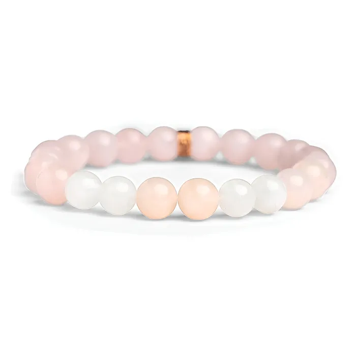 Customized Jewel Bracelets Rose Quartz And Moonstone Energy Bracelet