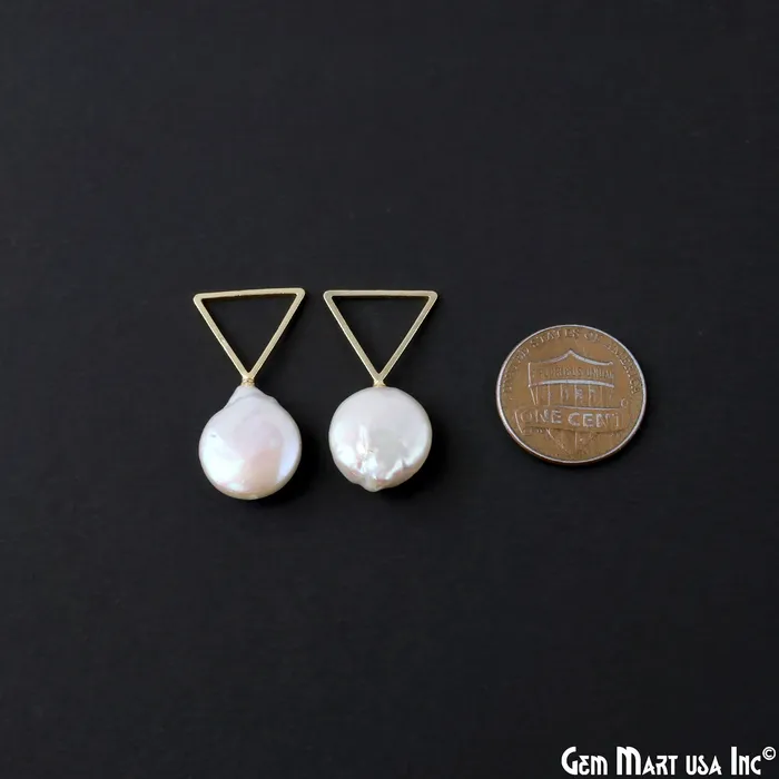 DIY Freshwater Baroque Pearl Charm Gold Triangle Loop 28x15mm 1pair GemMartUSA Charm Necklaces
