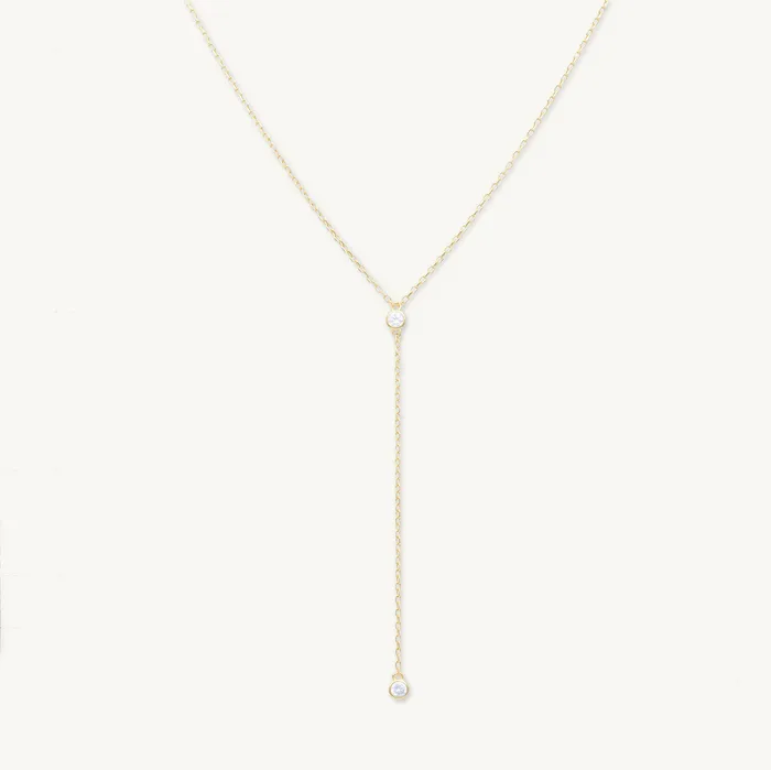 Double Bezel Drop Chain Y Necklace Camile Stone Necklaces