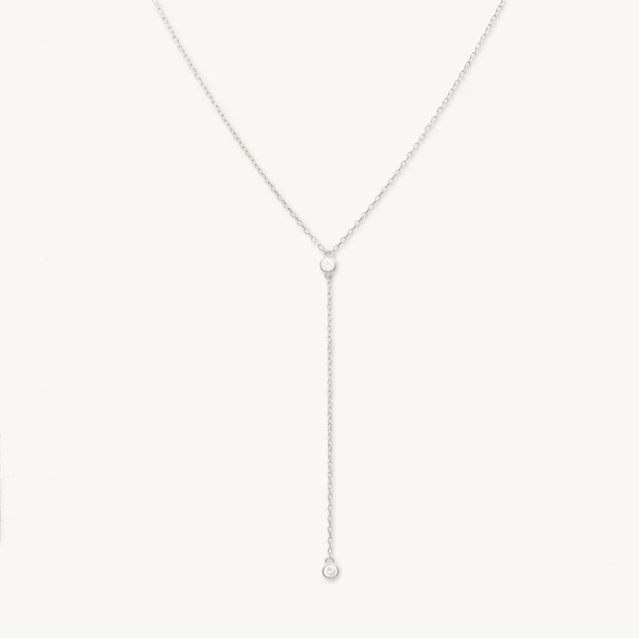 Double Bezel Drop Chain Y Necklace Camile Stone Necklaces