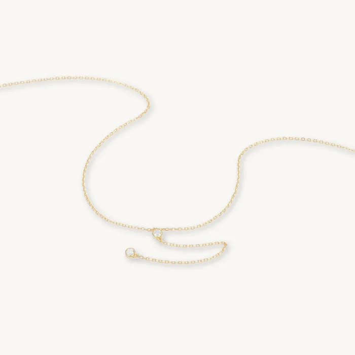 Double Bezel Drop Chain Y Necklace Camile Stone Necklaces