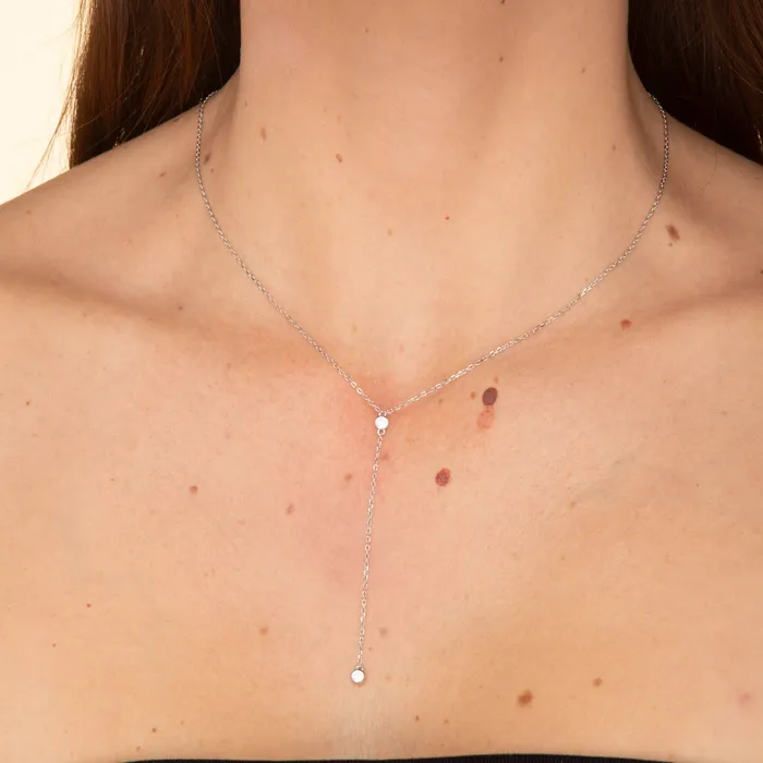 Double Bezel Drop Chain Y Necklace Camile Stone Necklaces