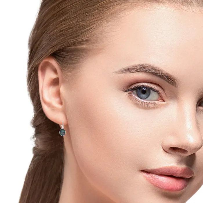 Earrings Australian Opal Cutters Triplet Opal Earring set in 925 Sterling Silver