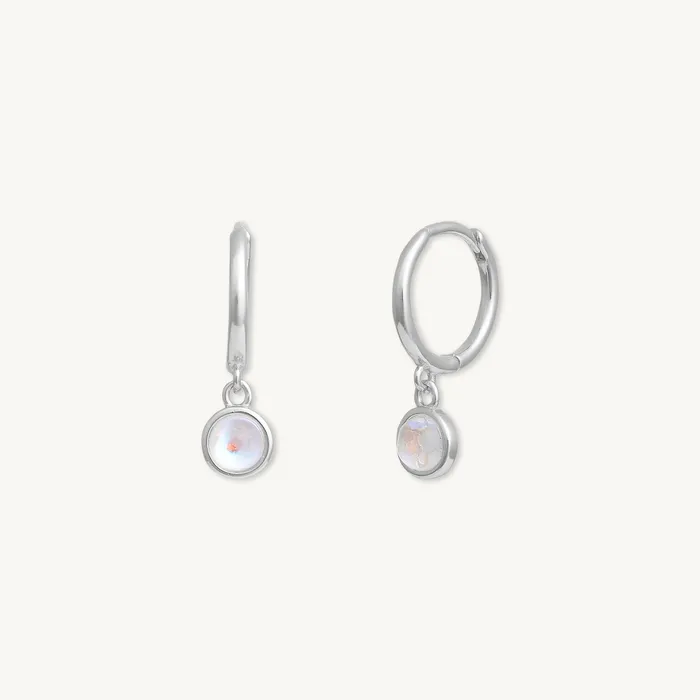 Earrings Camile Stone Moonstone Circle Dangle Huggie Earrings