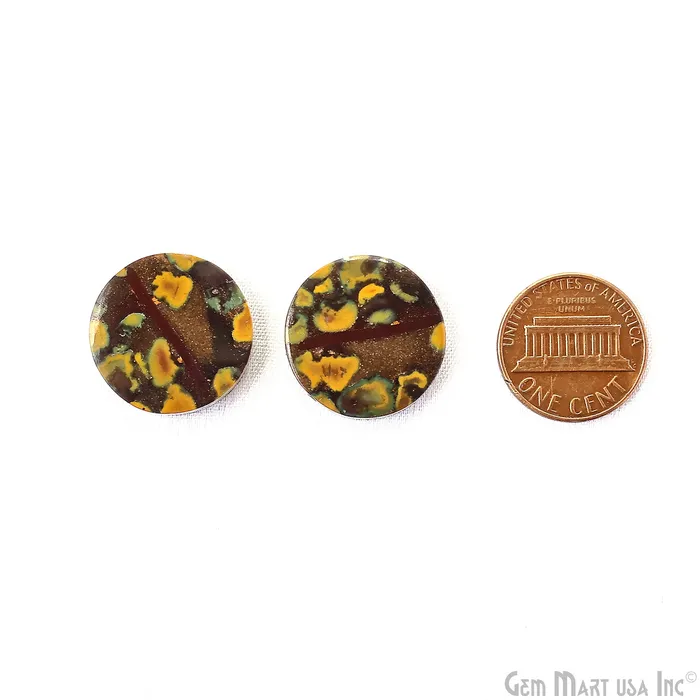 Earrings GemMartUSA Fruit Jasper Round Shape 20mm Loose Gemstone For Earring Pair