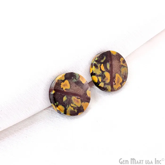 Earrings GemMartUSA Fruit Jasper Round Shape 20mm Loose Gemstone For Earring Pair