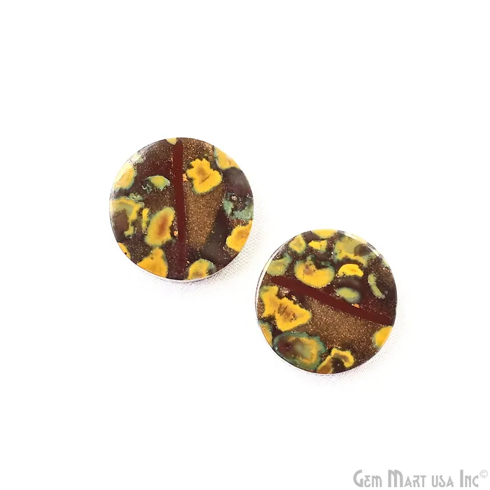Earrings GemMartUSA Fruit Jasper Round Shape 20mm Loose Gemstone For Earring Pair