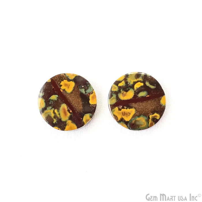 Earrings GemMartUSA Fruit Jasper Round Shape 20mm Loose Gemstone For Earring Pair