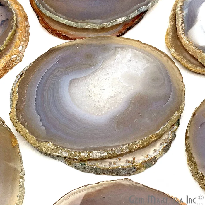 Earrings GemMartUSA Natural Gemstone Coaster Agate Slice Coaster Rock Crystal Coaster OrganicSilverGold Plated Drinkware