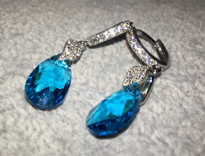Earrings Green Diamond Earrings Blue Diamond Earrings Teardrop Earrings Diamond Earrings Teal Diamond Earrings Pear Diamond Earrings Minx London